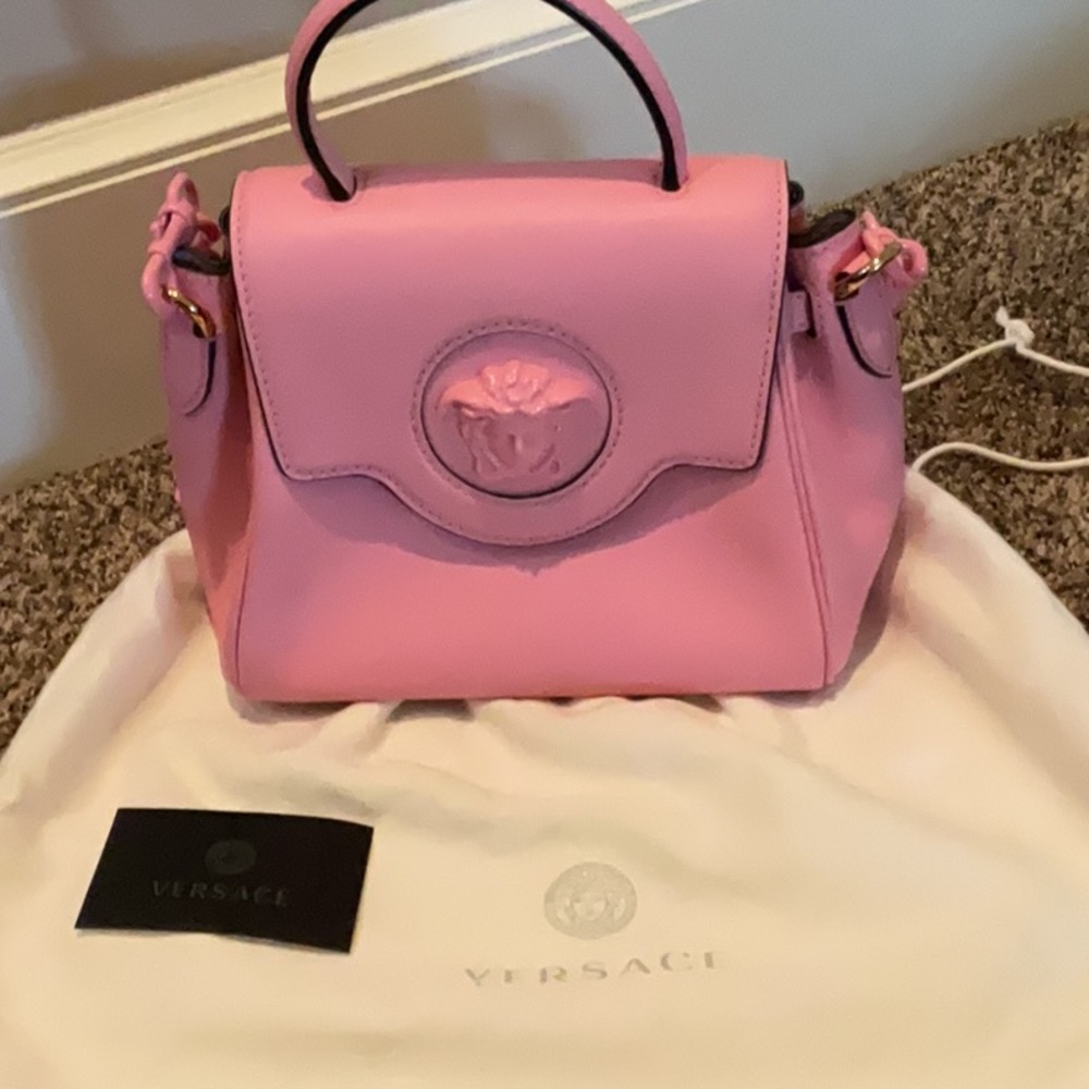 Versace pink top handle baby pink